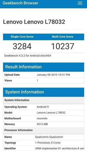 Lenovo Z5 Pro GT прошел тест на производительность в Geekbench